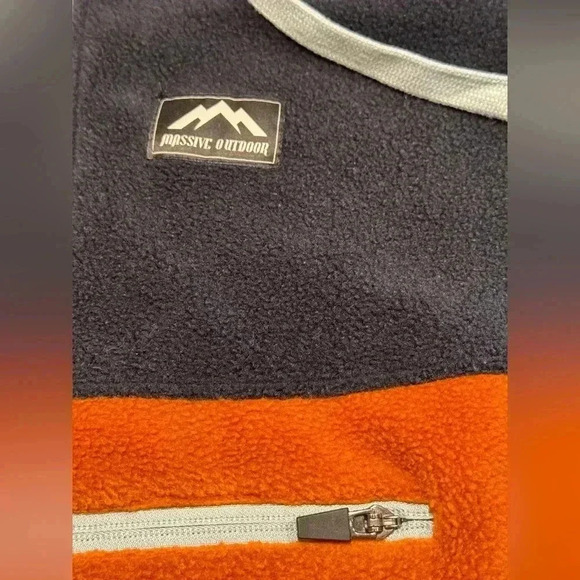 Massive Outdoors Fleece Hoodie Size Small  Orange And Blue Color Block 1/4 Zip - Picture 4 of 8